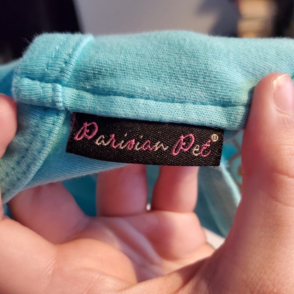 Small Dog Blue T-Shirt With Orange Lettering - Picture 3 of 6